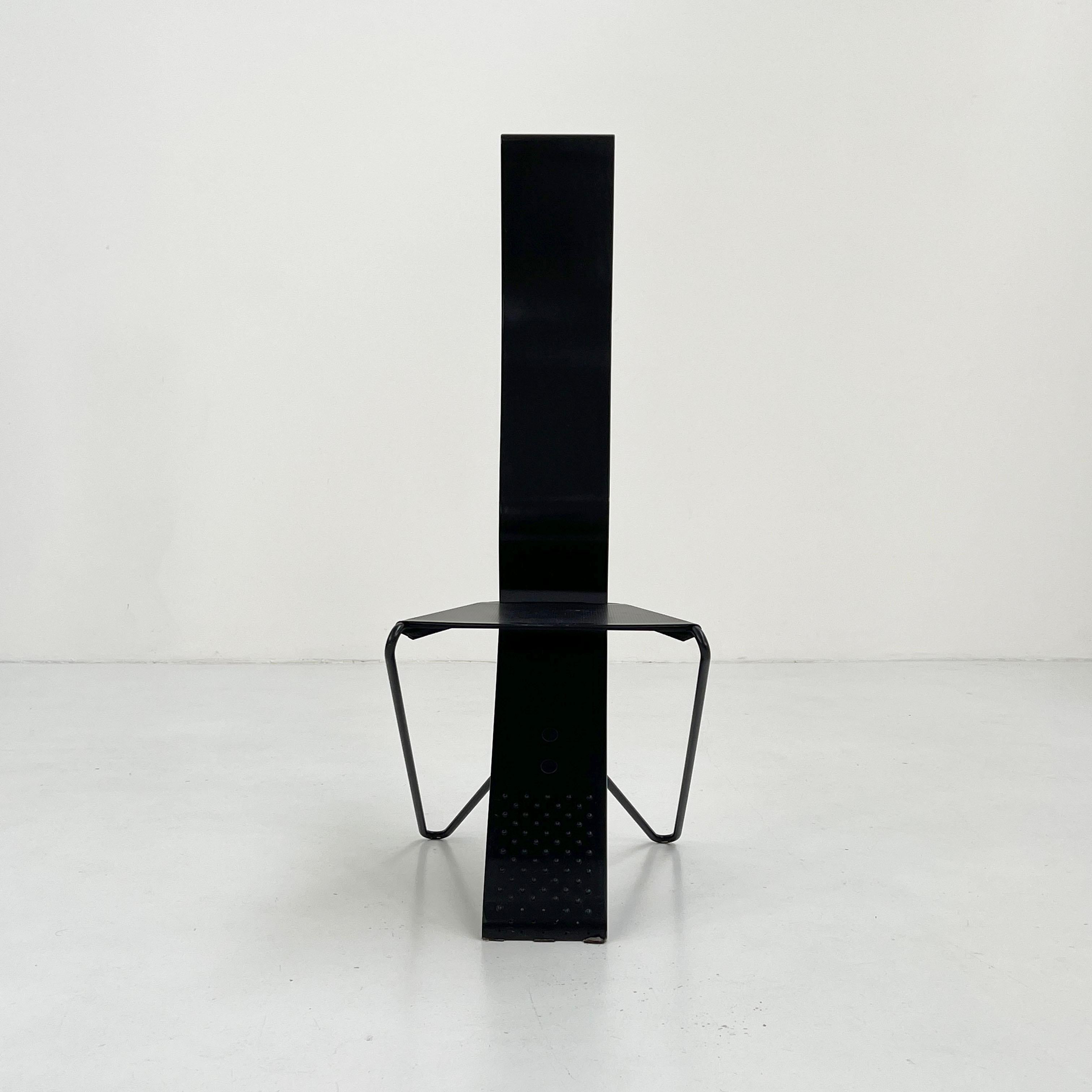 Italian Postmodern High Backed Metal Chair from Pietro Arosio, 1980s