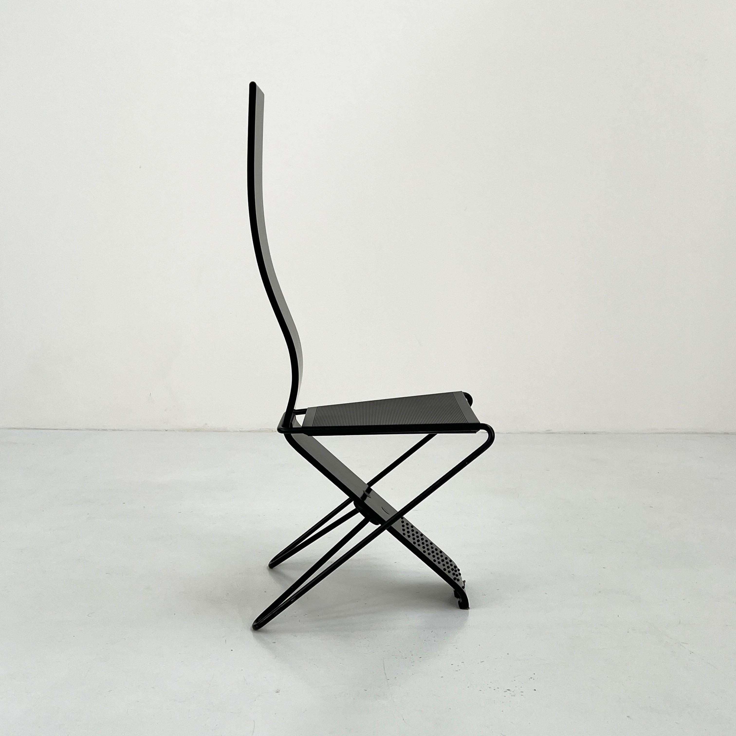 Postmodern High Backed Metal Chair from Pietro Arosio, 1980s In Good Condition In Ixelles, Bruxelles