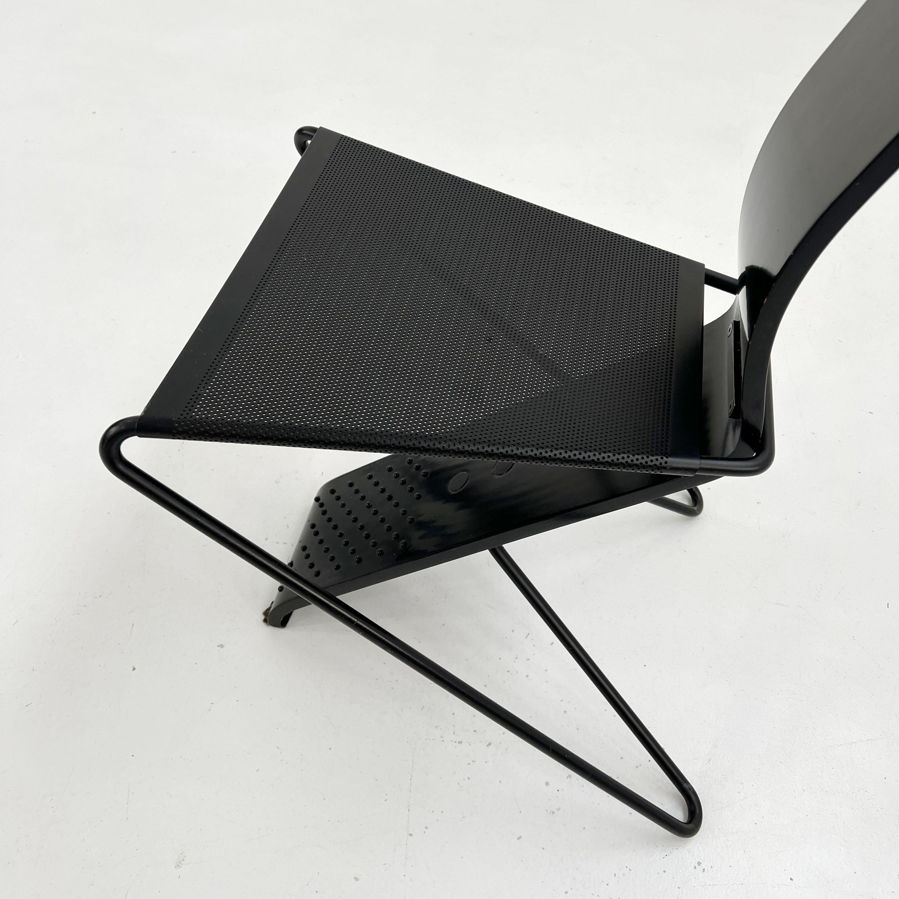 Postmodern High Backed Metal Chair from Pietro Arosio, 1980s For Sale 4