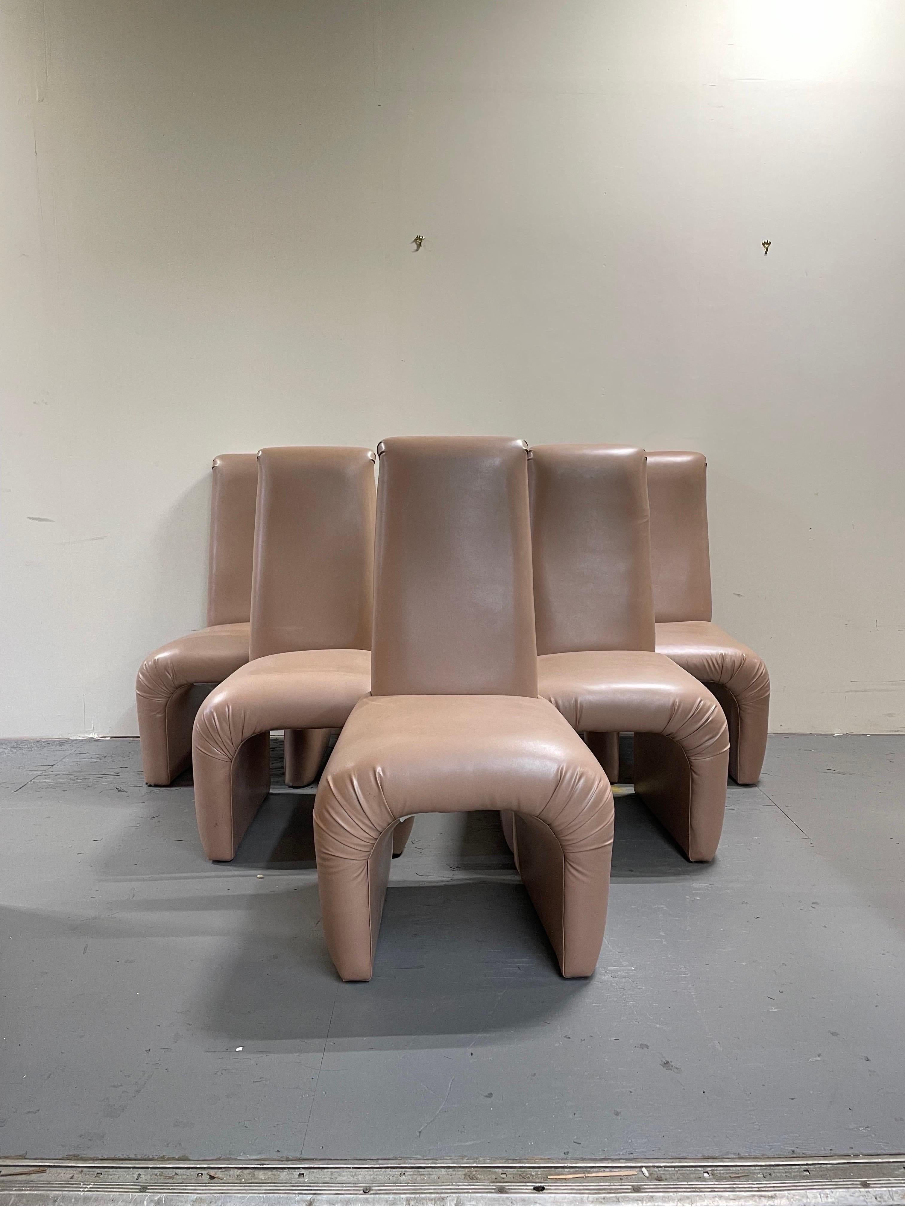 Post-Modern Postmodern Highback Sculptural Waterfall Dining Chairs