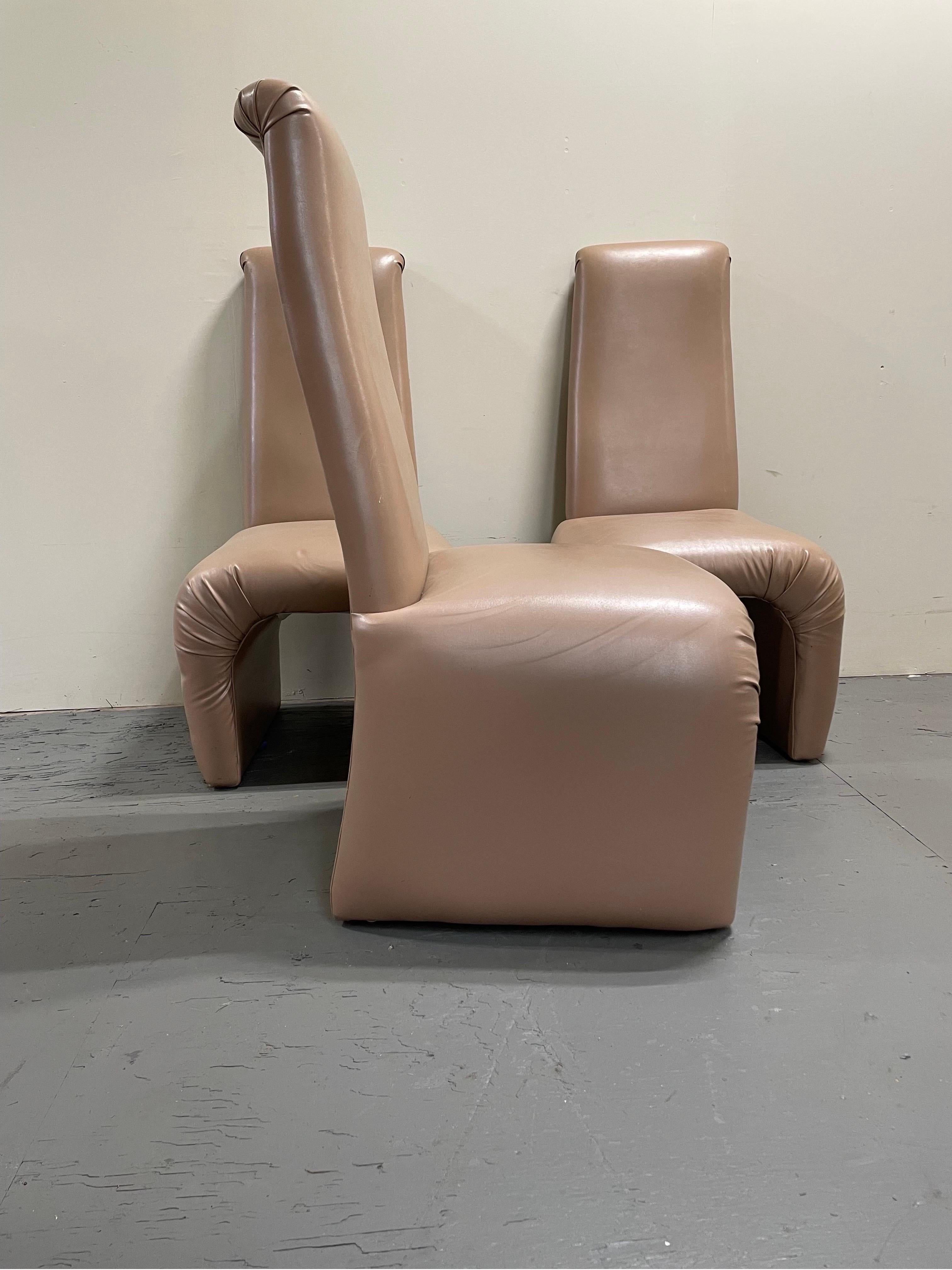 Postmodern Highback Sculptural Waterfall Dining Chairs In Good Condition In W Allenhurst, NJ