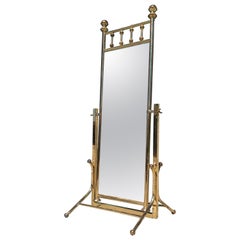Postmodern Hollywood Regency Cheval Two-Sided Floor Mirror, c1970s