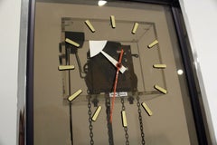 Postmodern Howard Miller Bronze Plexiglass & Chrome Weight Driven Floor Clock