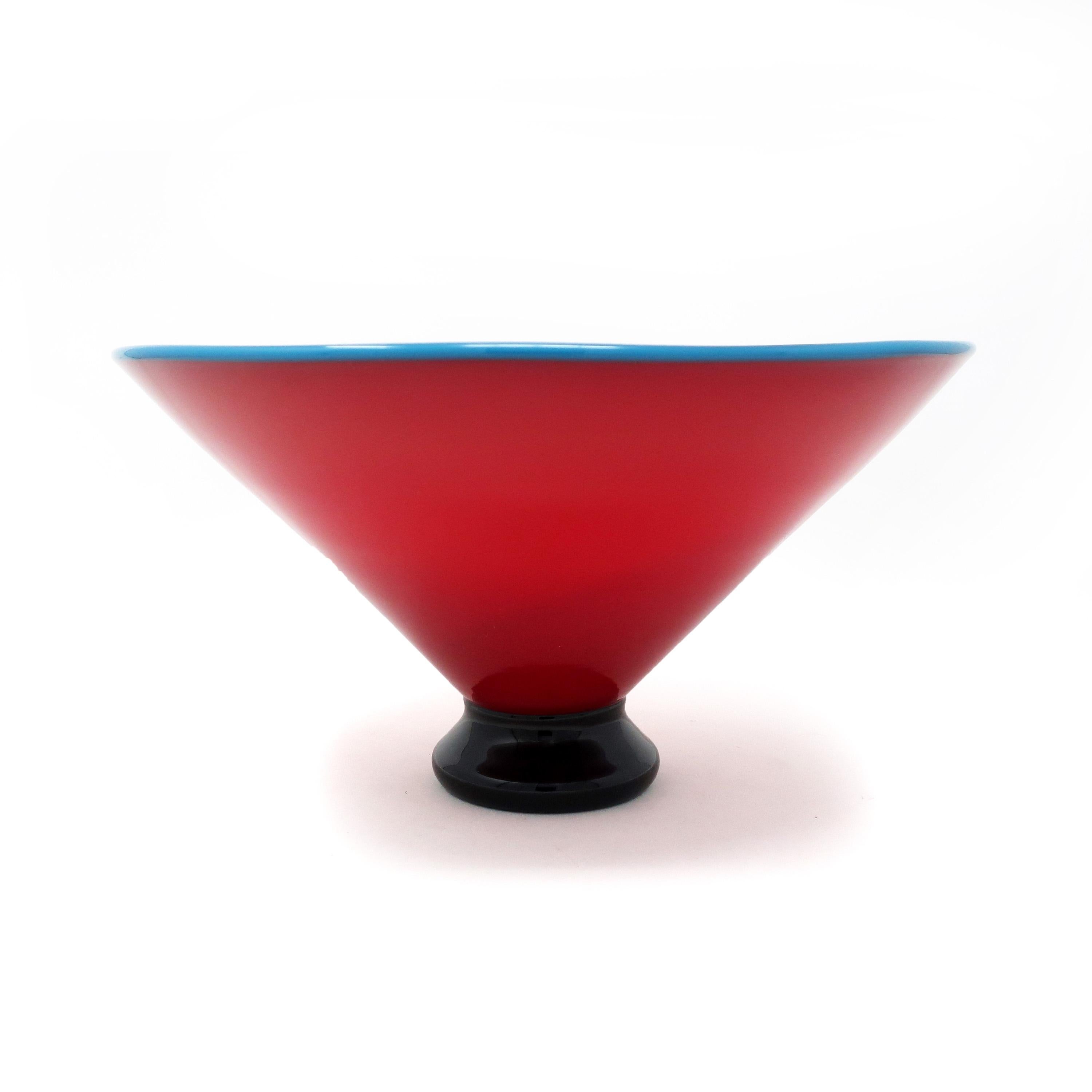 Formed in 1985 by Dimitri Michaelides, Sam Stang and David Levi, IBEX Glass Studio was heavily influenced by American studio glass pioneers, mid-century Venetian glass, and postmodern European design, including Ettore Sottsass and his Memphis