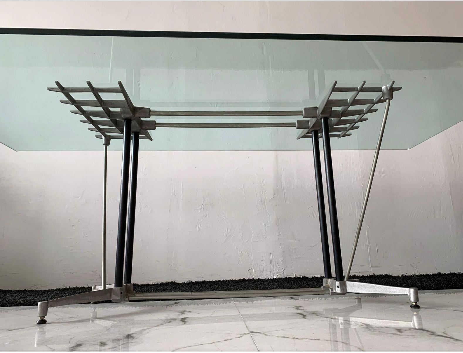 Aluminum Postmodern Industrial Dining Table Designed by Robert Josten For Sale