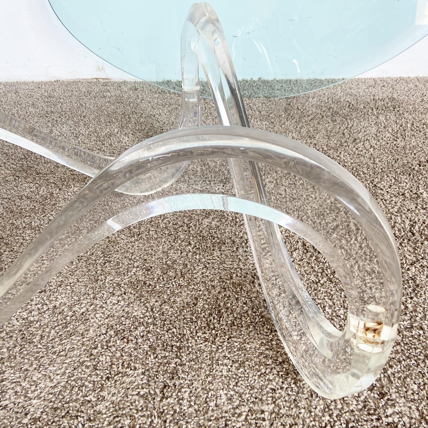 Late 20th Century Postmodern Infinity Lucite Glass Top Coffee Table
