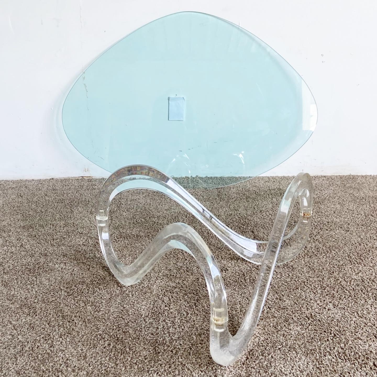Postmodern Infinity Lucite Glass Top Coffee Table 1