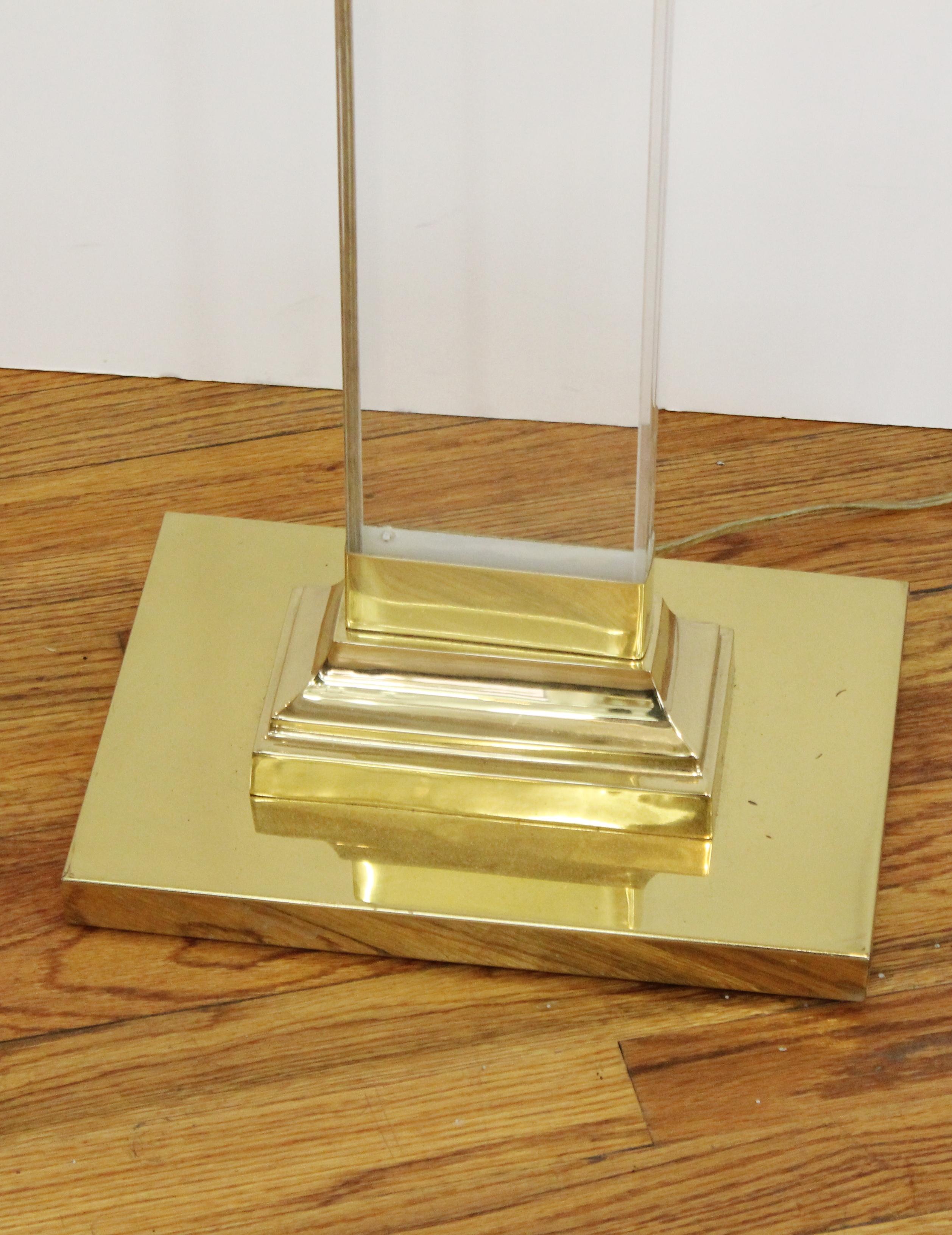Post-Modern Postmodern Ionic Column Floor Lamp in Brass and Lucite For Sale