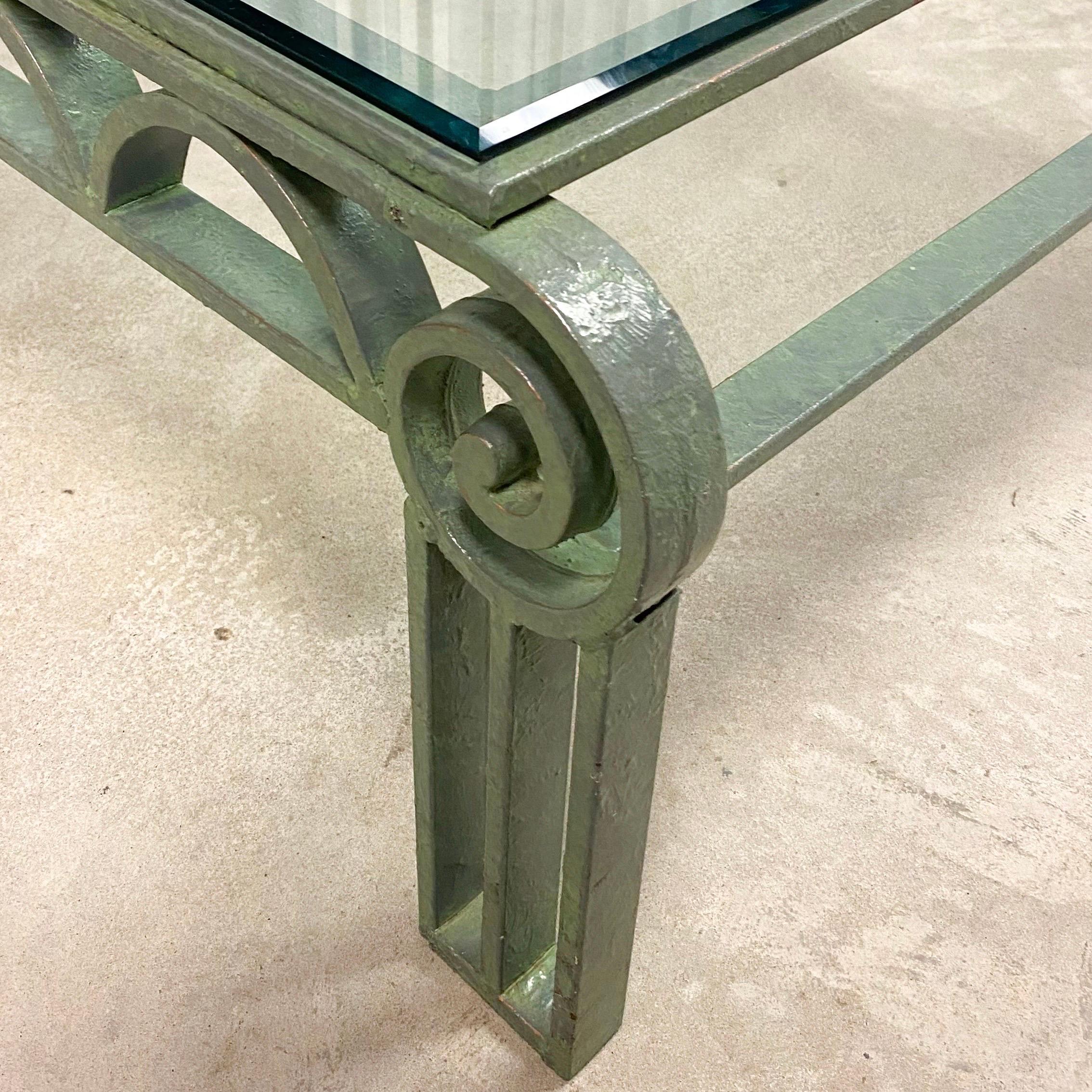 Postmodern Iron Column Coffee Table with Glass Top 9