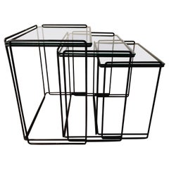 Retro Postmodern “Isocele” Sculptural Iron Nesting Tables by Max Sauze for Attrow