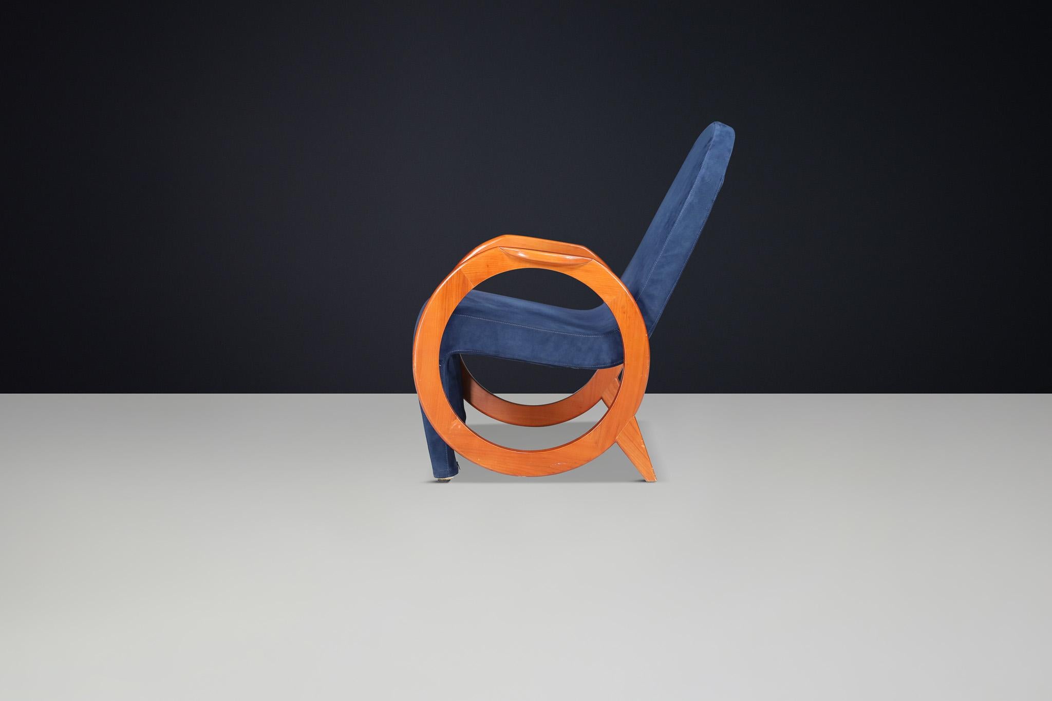 Sillón italiano postmoderno en tela original, años 70 Posmoderno en venta