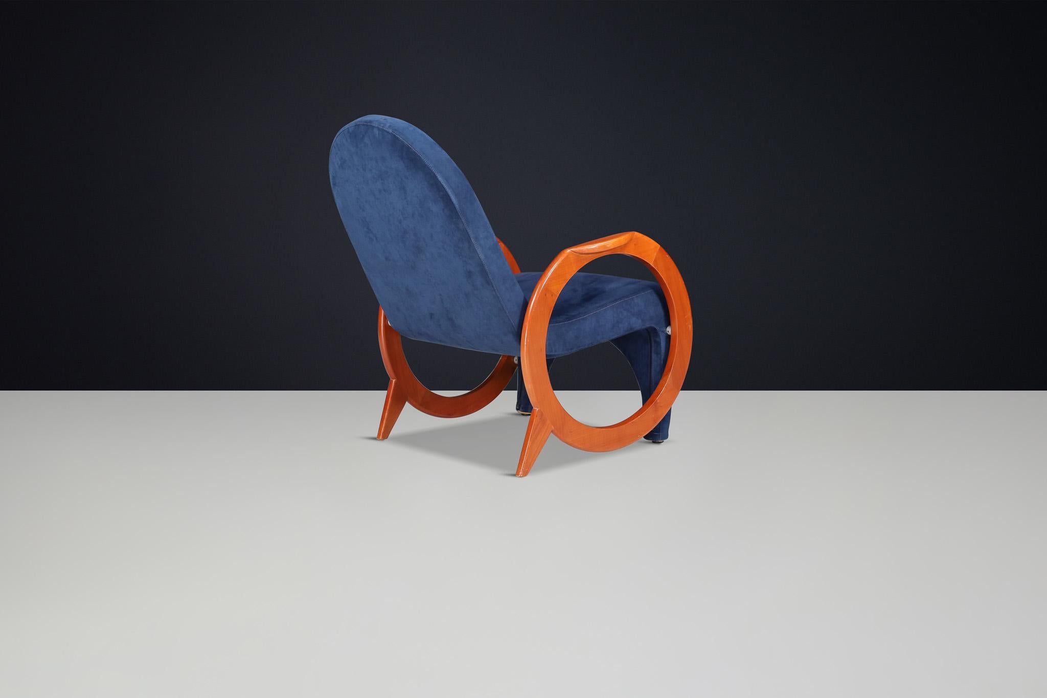 Sillón italiano postmoderno en tela original, años 70 finales del siglo XX en venta