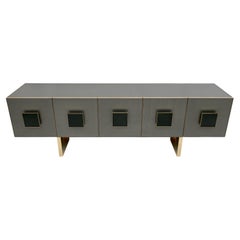 Used Postmodern Italian Bar Sideboard Colored Glass and Brass, 1980s