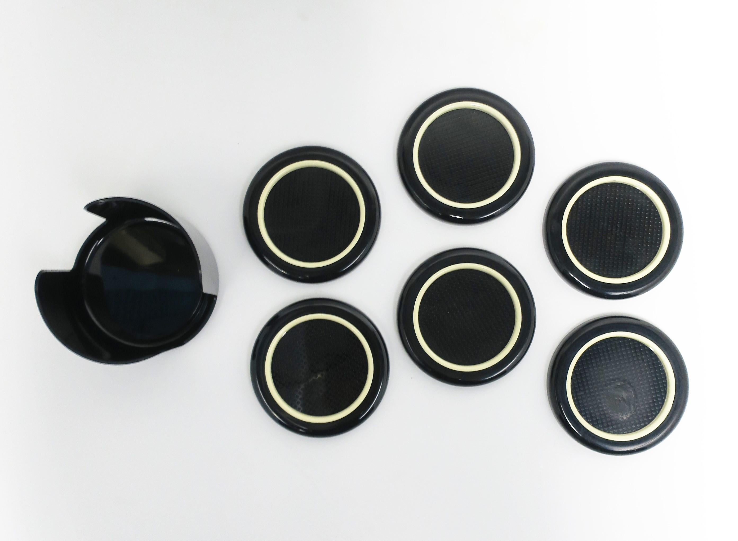 Italian Postmodern Black and White Cocktail or Drink Coasters, 1980s, Set 6 For Sale 5