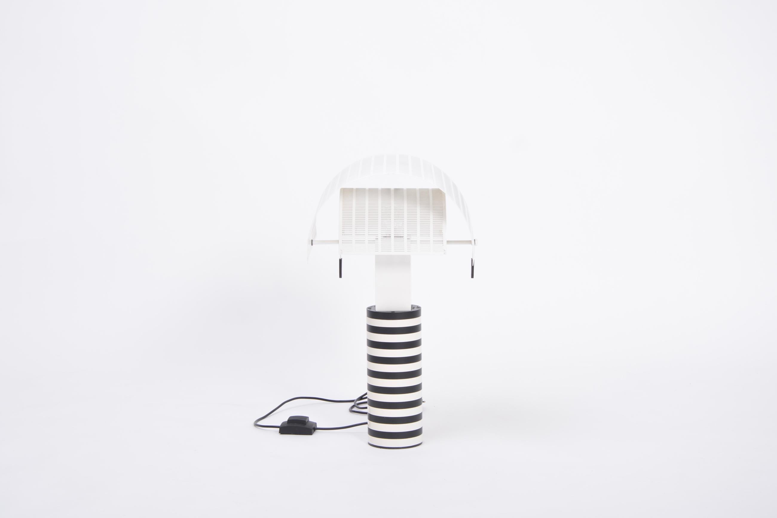 Iron Postmodern Italian Black and White Table Lamp 'Shogun' by Mario Botta  For Sale