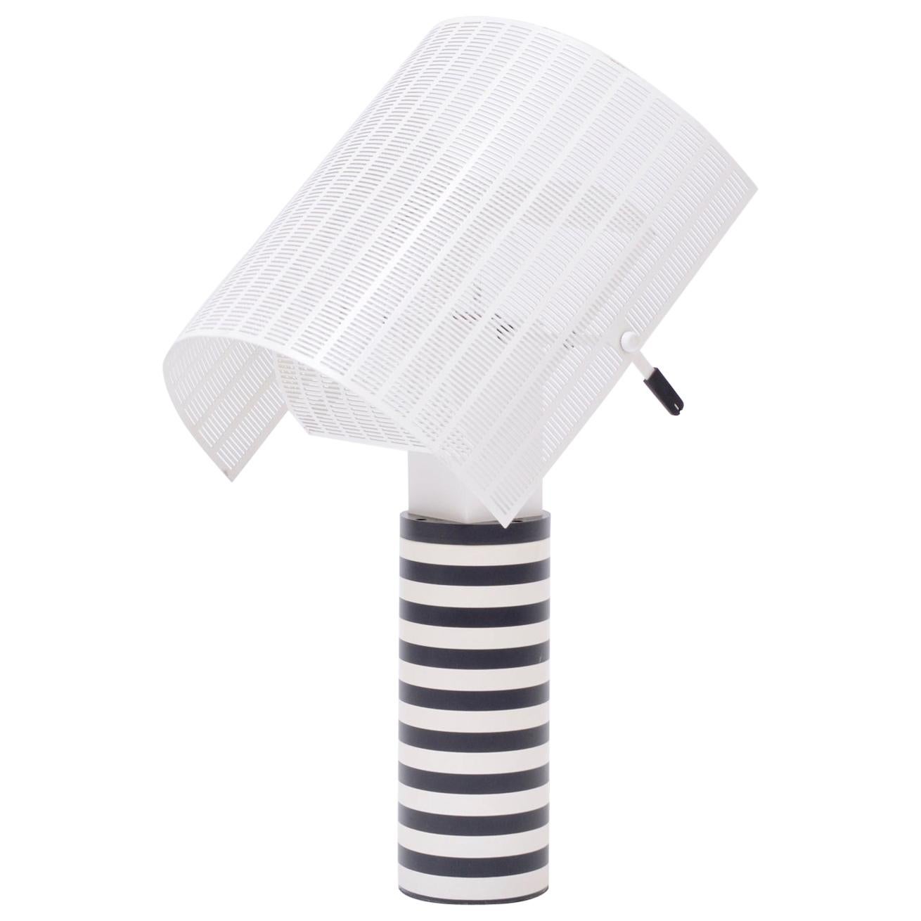 Postmoderne italienische schwarz-weiße Tischlampe „Shogun“ von Mario Botta 