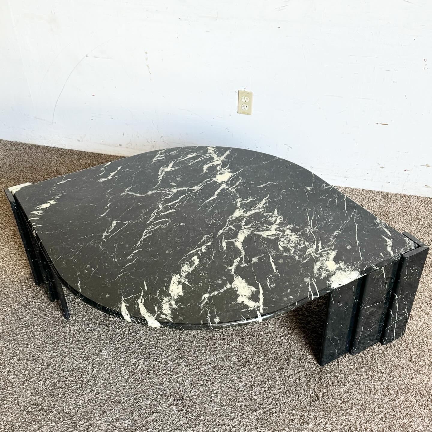 Late 20th Century Postmodern Italian Black Marble Tear Drop Coffee Table For Sale