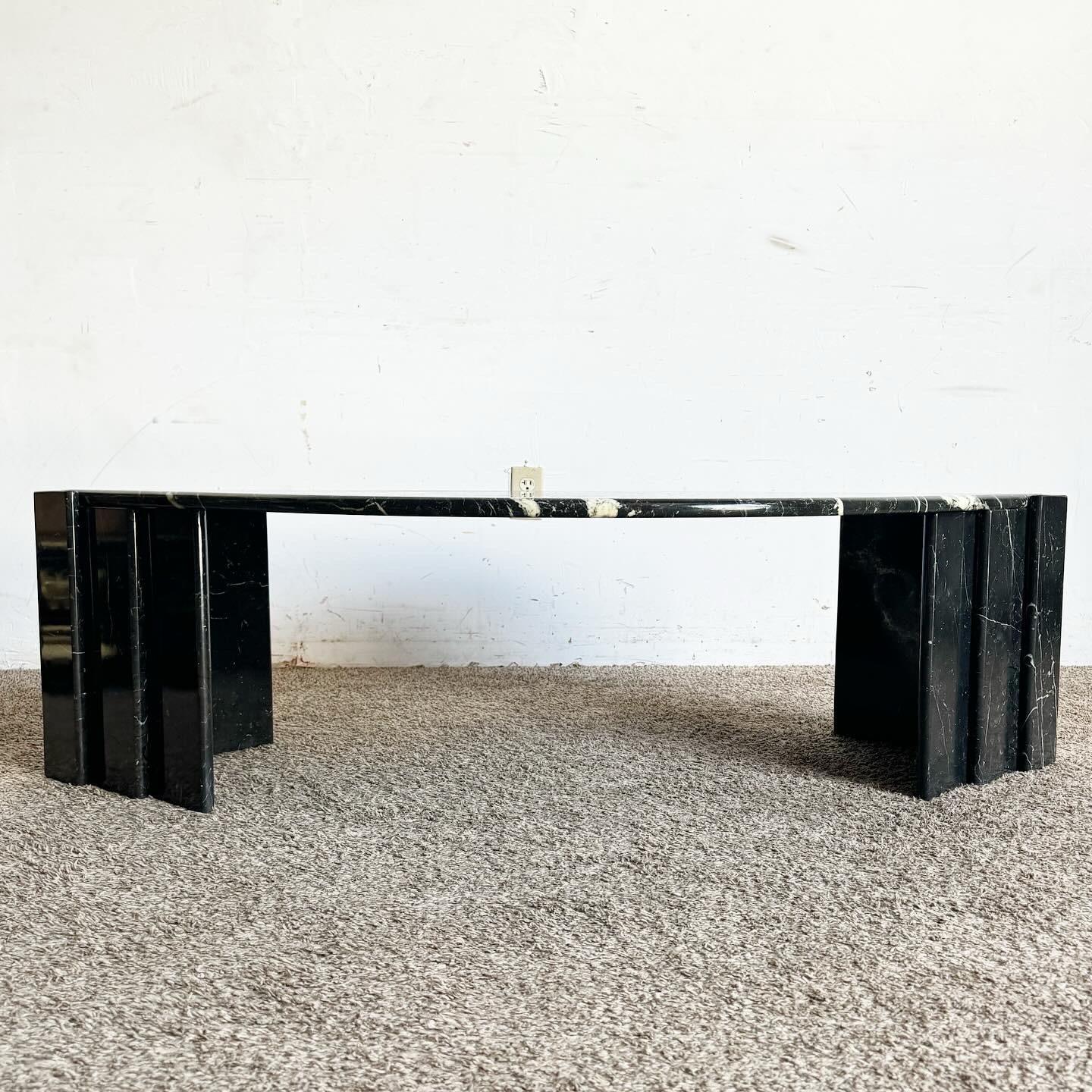 Postmodern Italian Black Marble Tear Drop Coffee Table For Sale 1