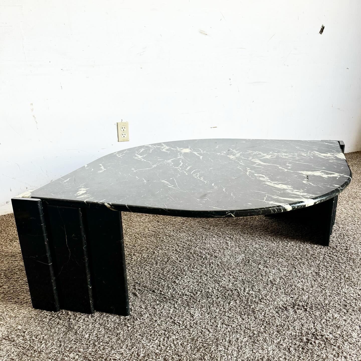 Postmodern Italian Black Marble Tear Drop Coffee Table For Sale 2