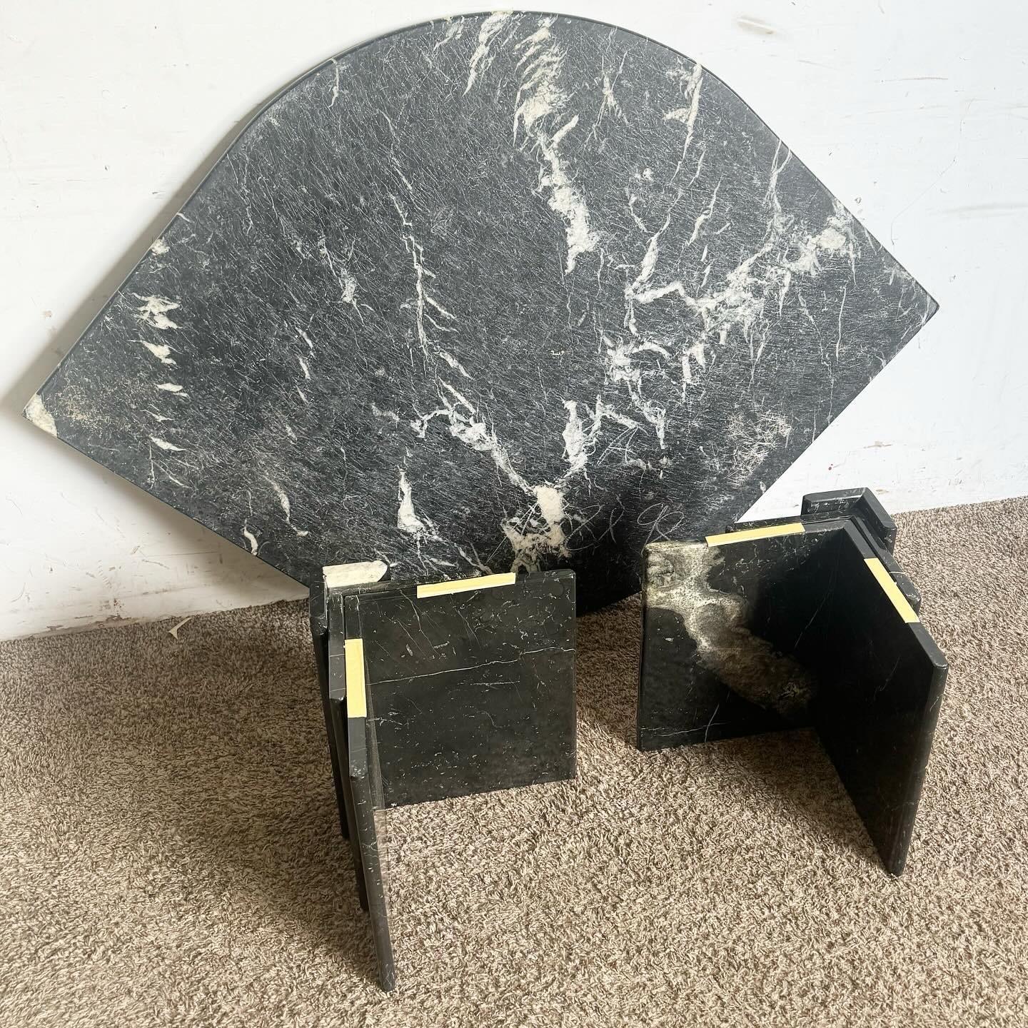 Postmodern Italian Black Marble Tear Drop Coffee Table For Sale 3