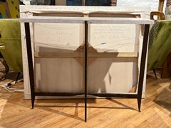 Postmodern Italian Bronze and Travertine Console Table