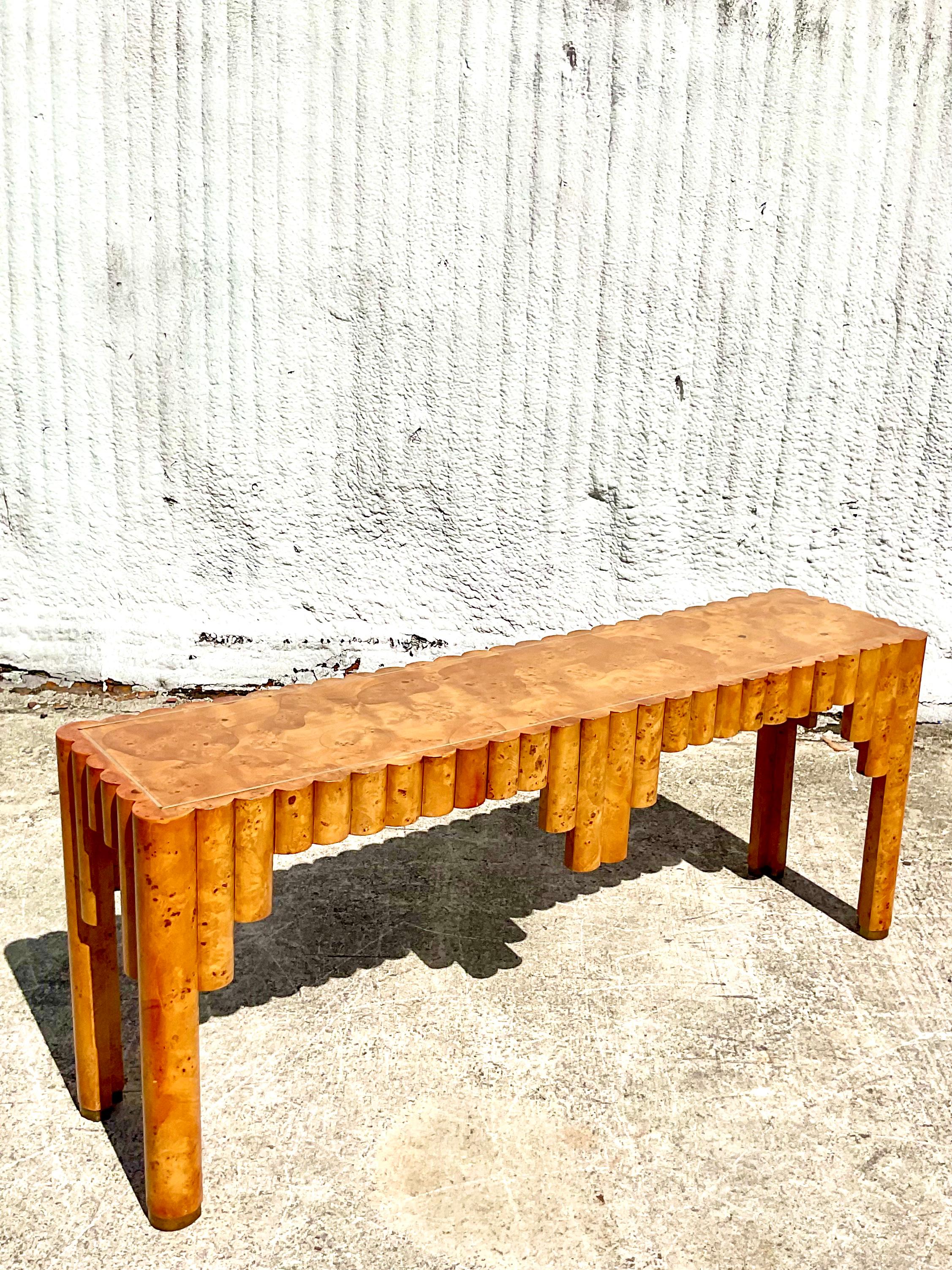 Postmodern Italian Burl Wood Console Table 3