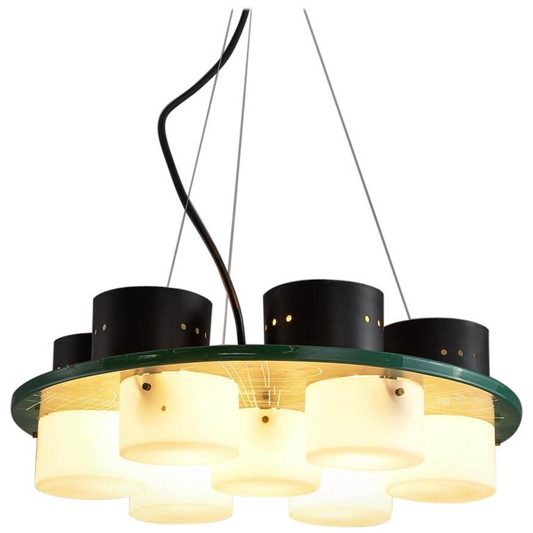 Postmodern Italian Ceiling Light with Six Shades, 1970s For Sale at 1stDibs