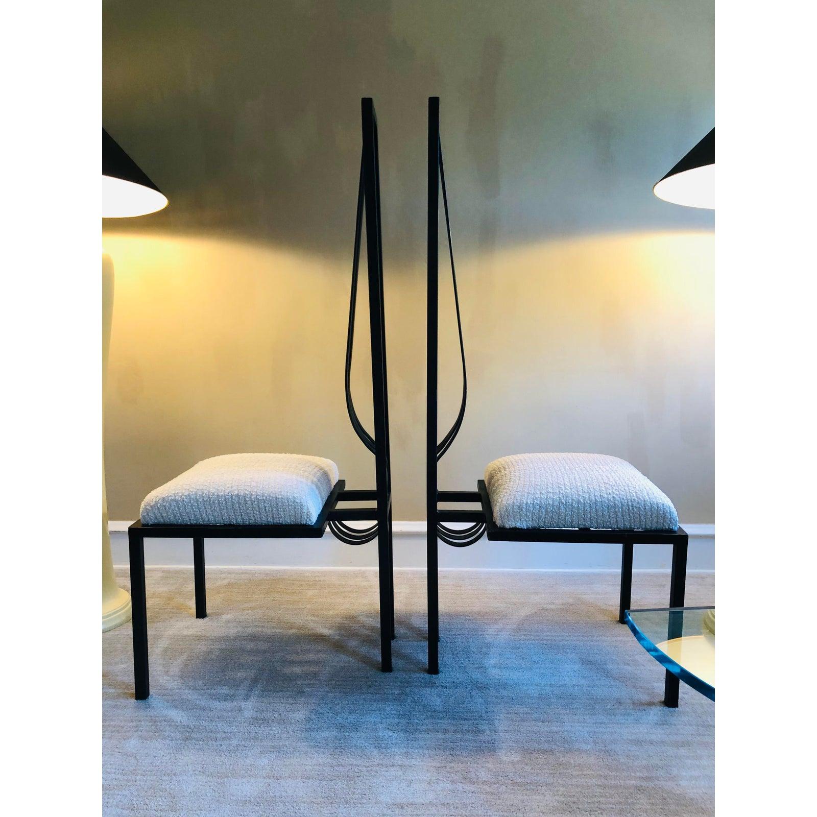 Post-Modern Postmodern Studio-Made Italian Chairs in Iron, a Pair