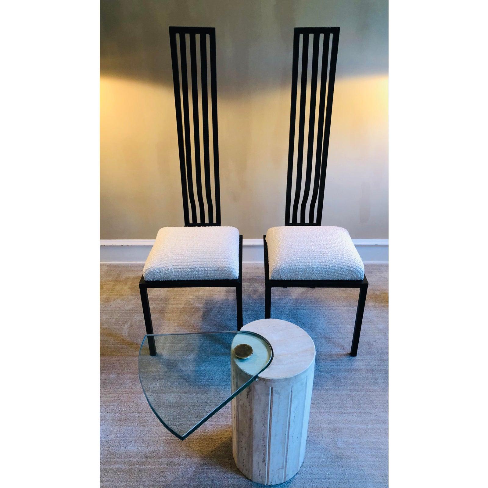 Late 20th Century Postmodern Studio-Made Italian Chairs in Iron, a Pair