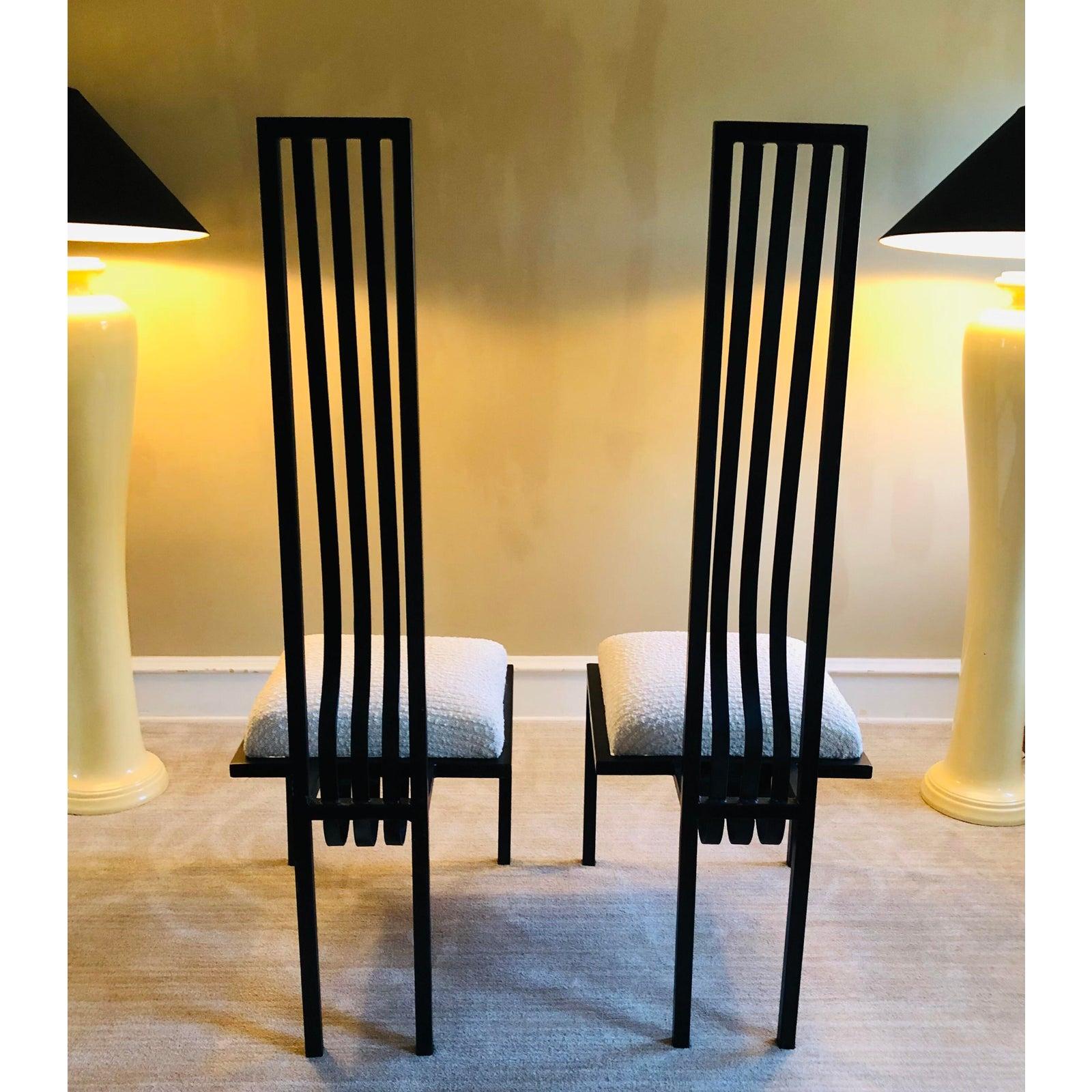 Postmodern Studio-Made Italian Chairs in Iron, a Pair 3