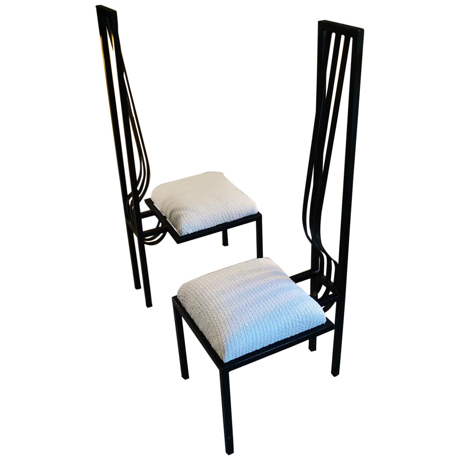 Postmodern Studio-Made Italian Chairs in Iron, a Pair
