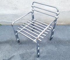 Postmoderner italienischer Lounge-Sessel aus verchromtem Metall, Italien 80er Jahre