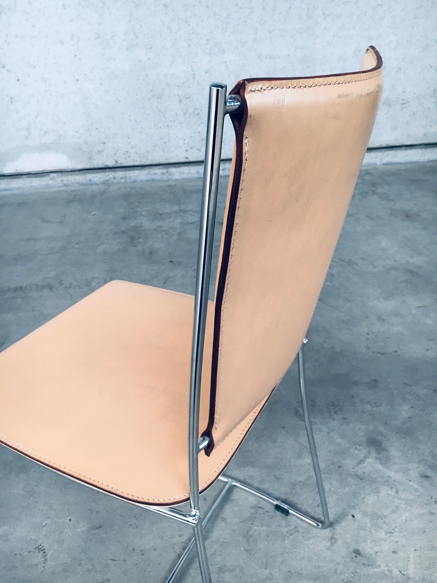 Postmodern Italian Design Leather Dining Chair set by Segis, Italy 1990's For Sale 4