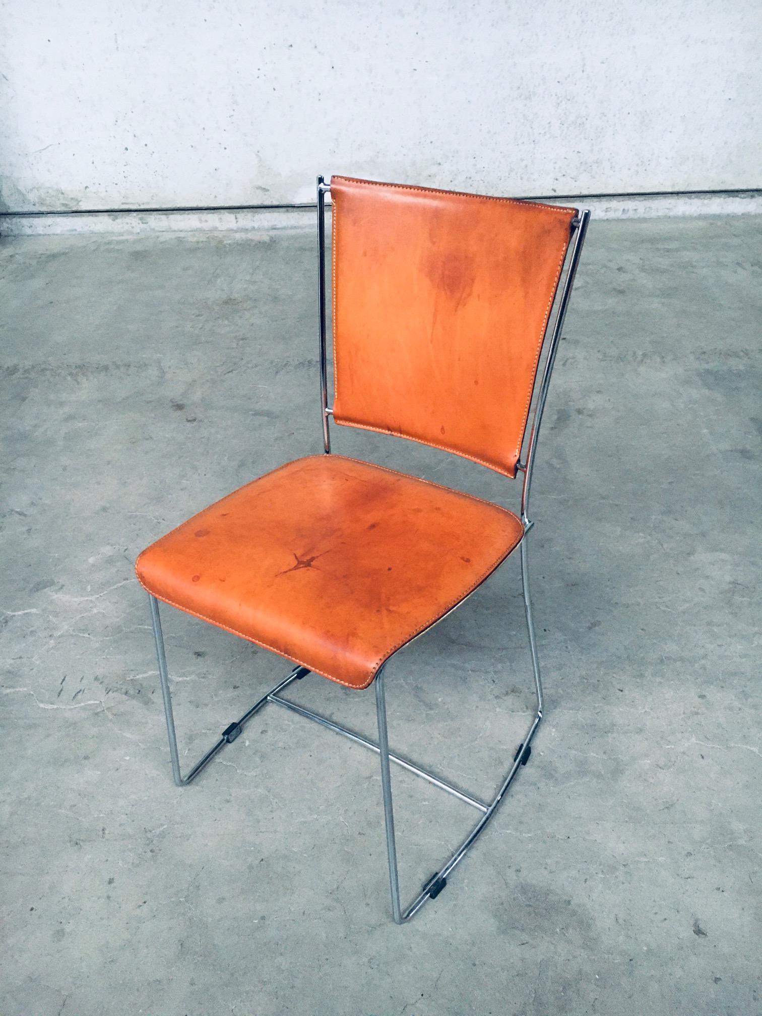 Postmodern Italian Design Leather Dining Chair Set by Segis, Italy, 1990's For Sale 4