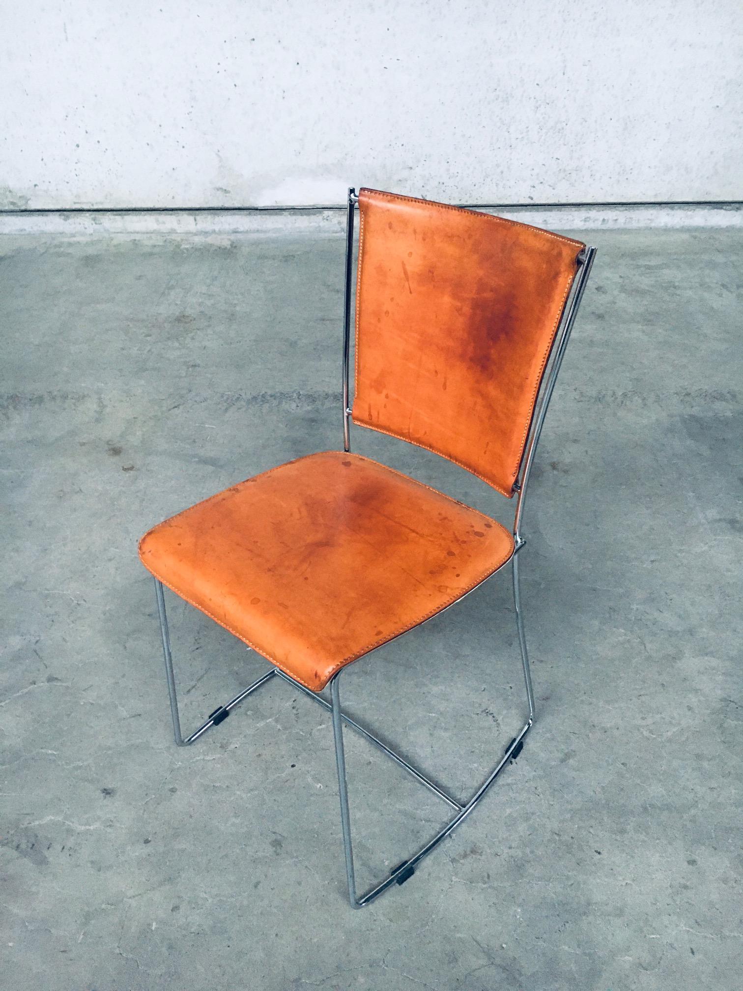 Postmodern Italian Design Leather Dining Chair Set by Segis, Italy, 1990's For Sale 5