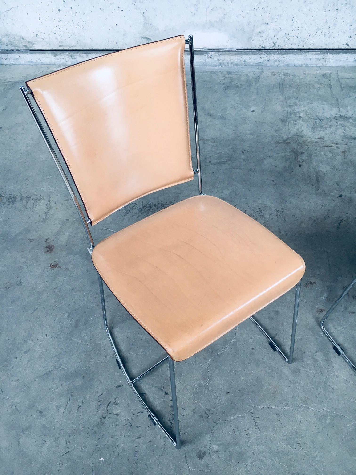 Postmodern Italian Design Leather Dining Chair set by Segis, Italy 1990's For Sale 6
