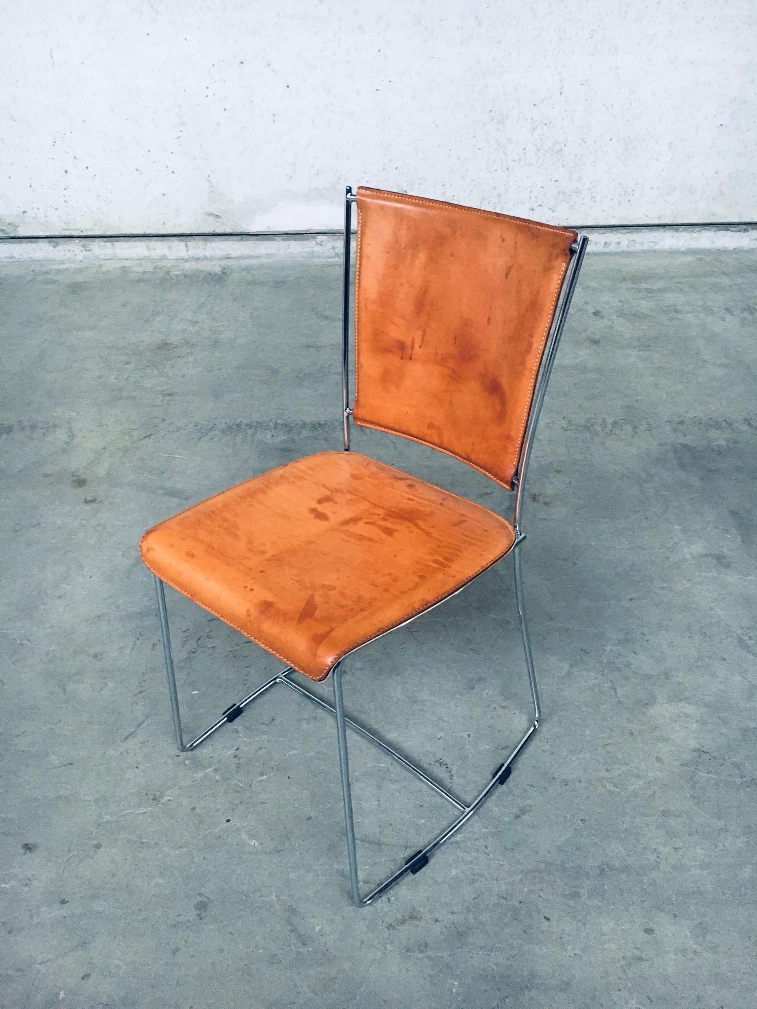 Postmodern Italian Design Leather Dining Chair Set by Segis, Italy, 1990's For Sale 6
