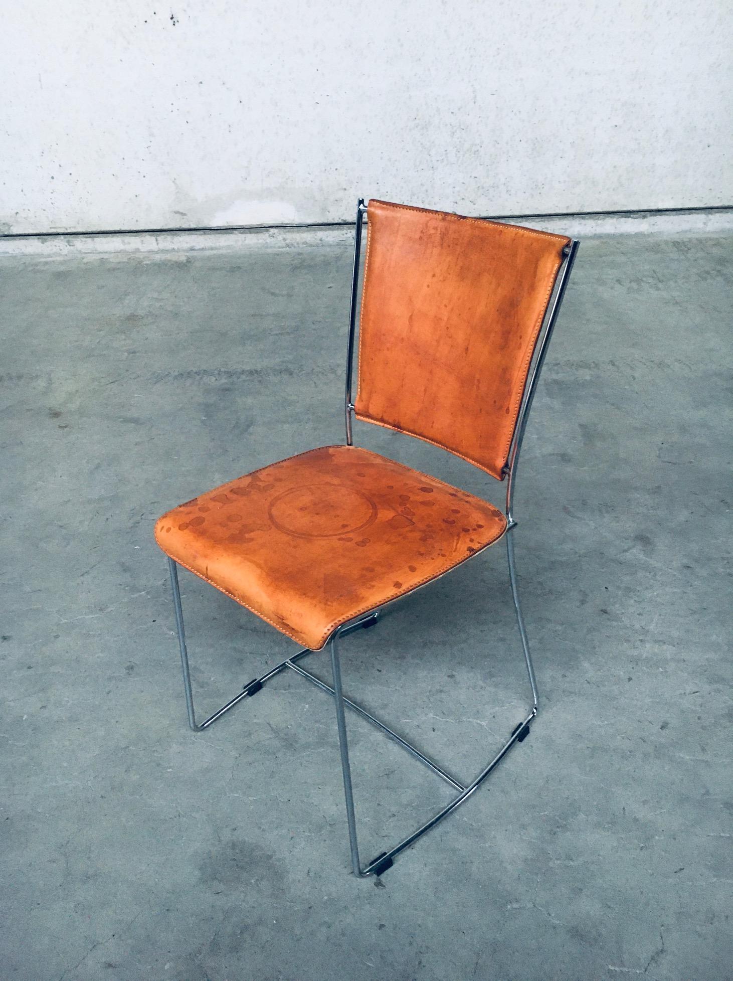 Postmodern Italian Design Leather Dining Chair Set by Segis, Italy, 1990's For Sale 8