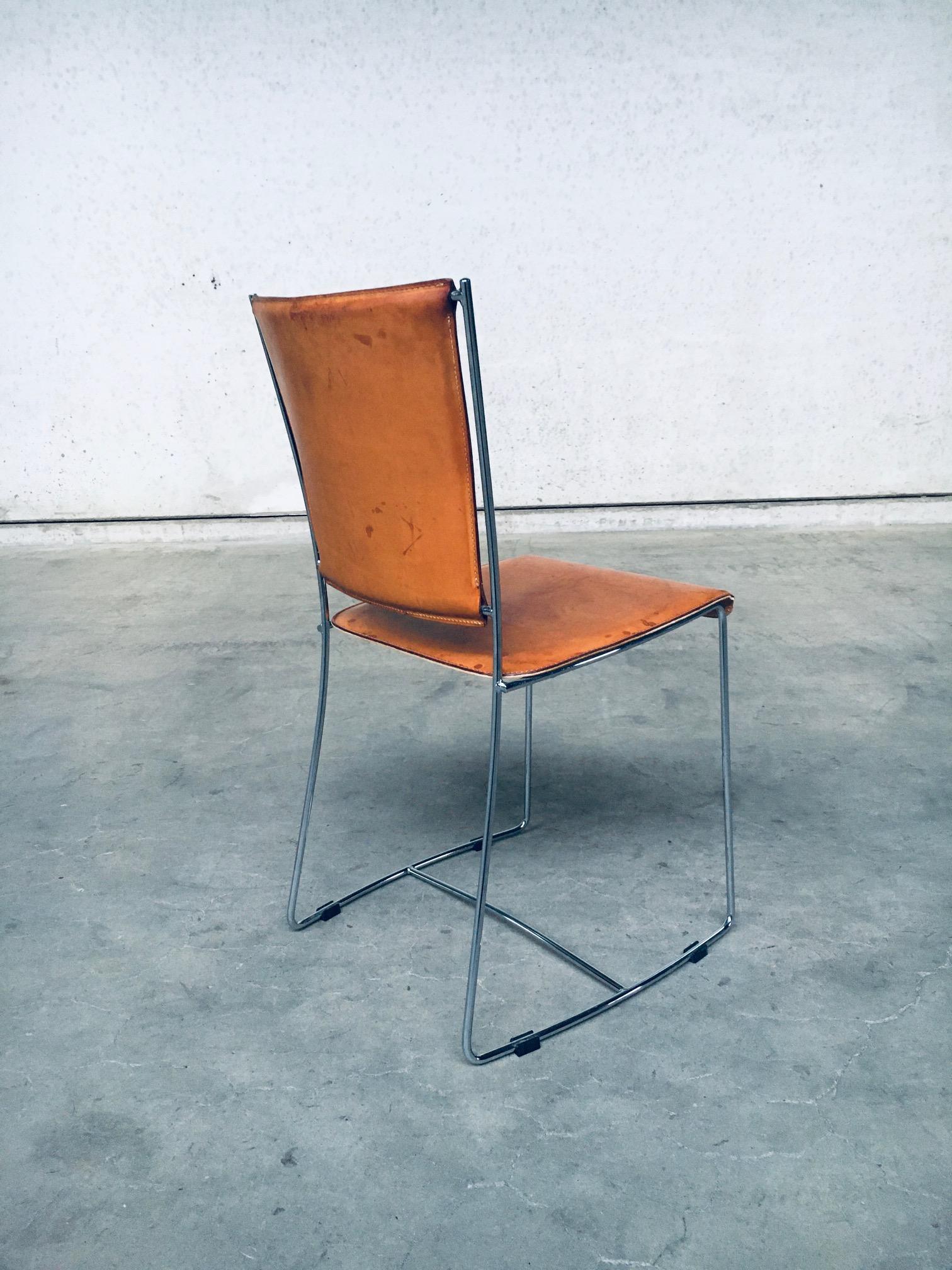 Postmodern Italian Design Leather Dining Chair Set by Segis, Italy, 1990's For Sale 10