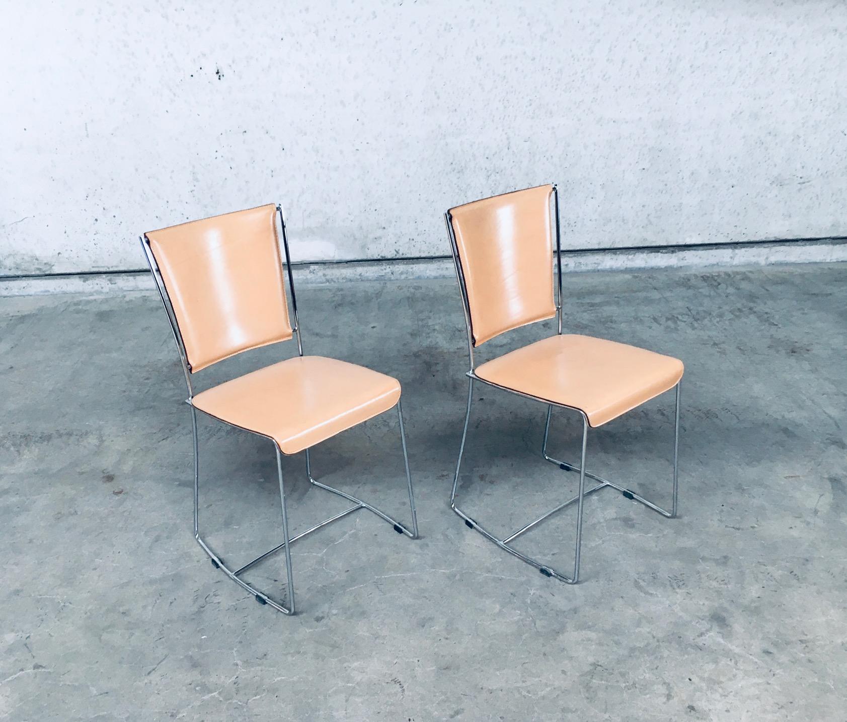 Post-Modern Postmodern Italian Design Leather Dining Chair set by Segis, Italy 1990's For Sale