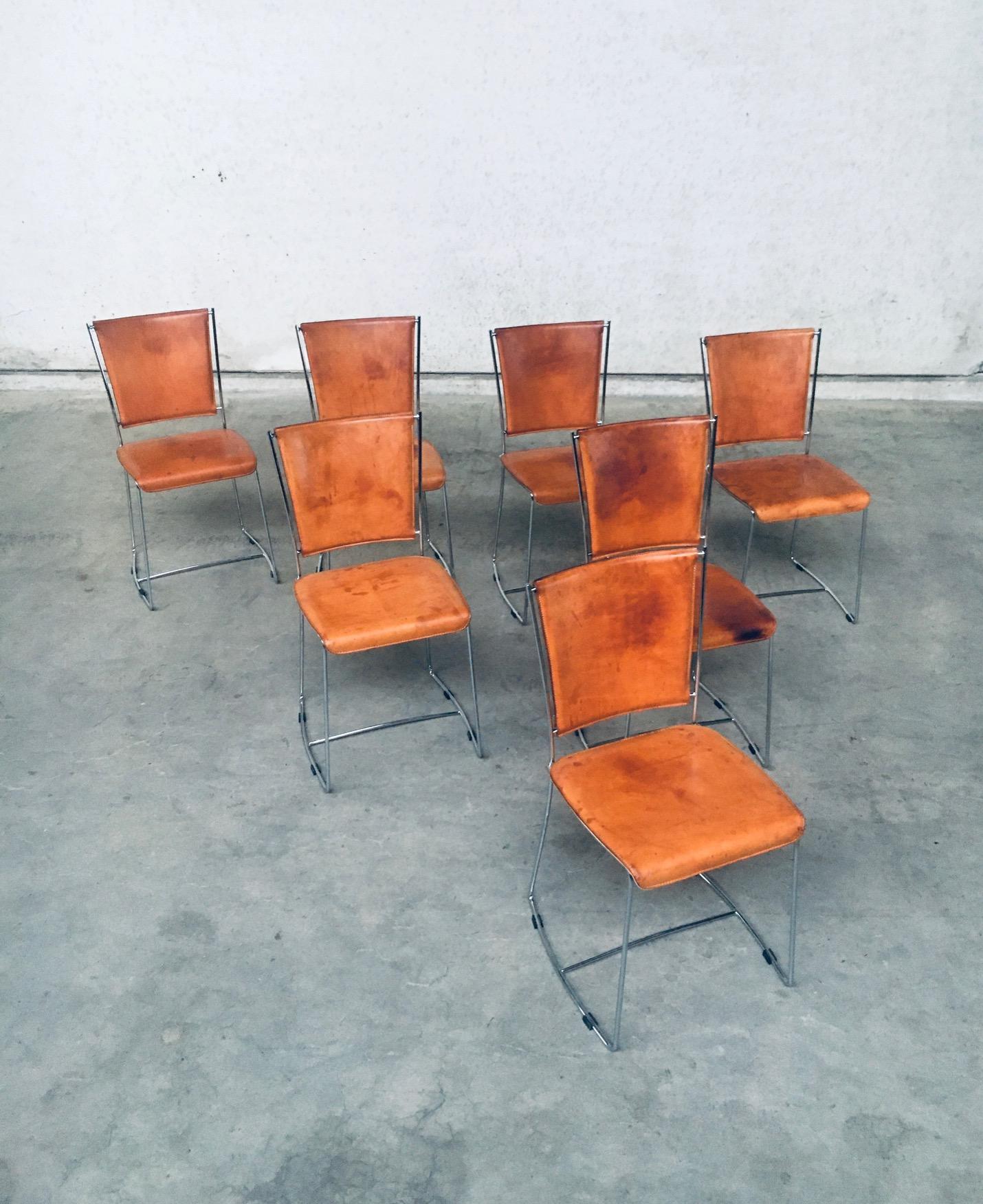 Post-Modern Postmodern Italian Design Leather Dining Chair Set by Segis, Italy, 1990's For Sale