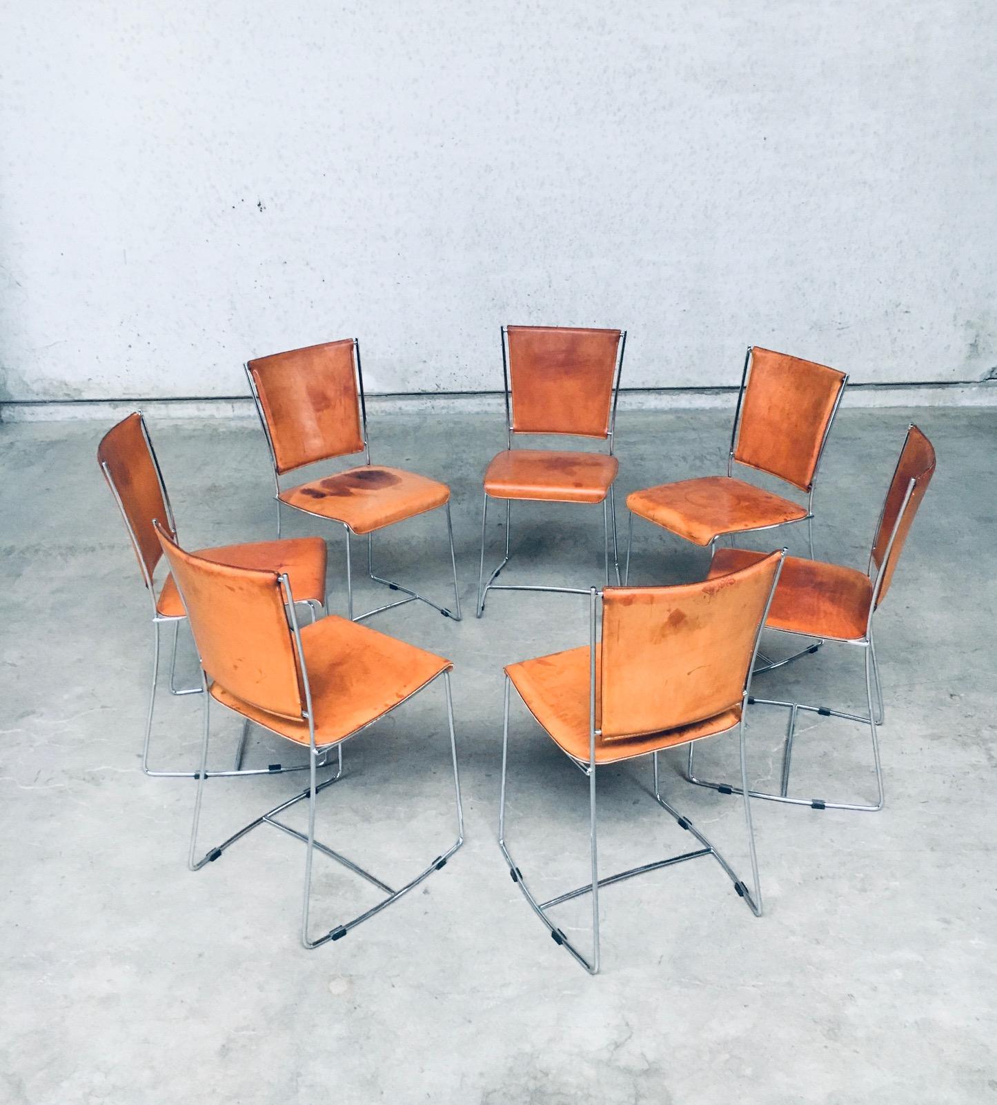 Postmodern Italian Design Leather Dining Chair Set by Segis, Italy, 1990's For Sale 1