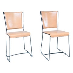 Postmodern Italian Design Leather Dining Chair set by Segis, Italy 1990's