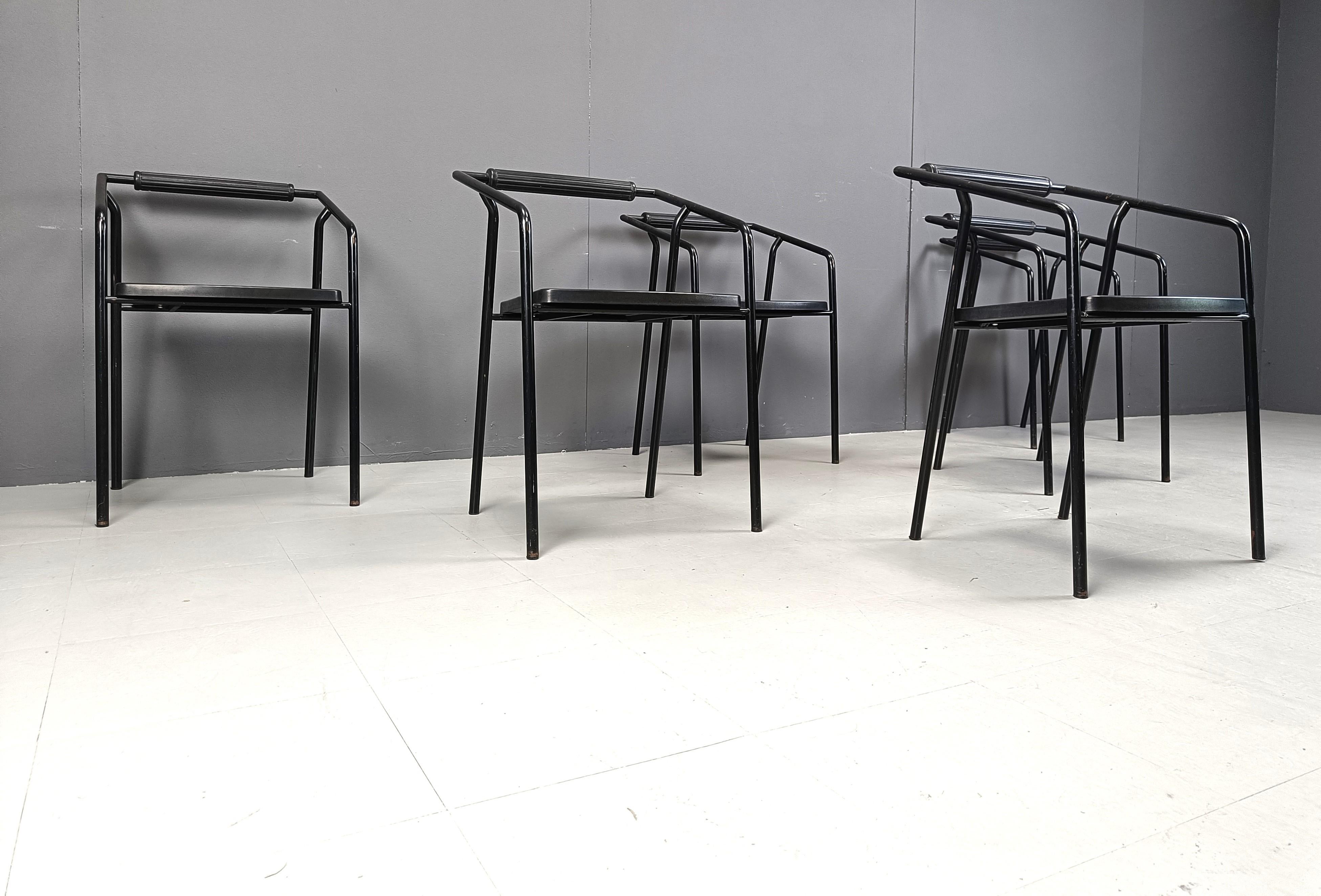 Metal Postmodern italian dining chairs by Lexis, 1990s For Sale