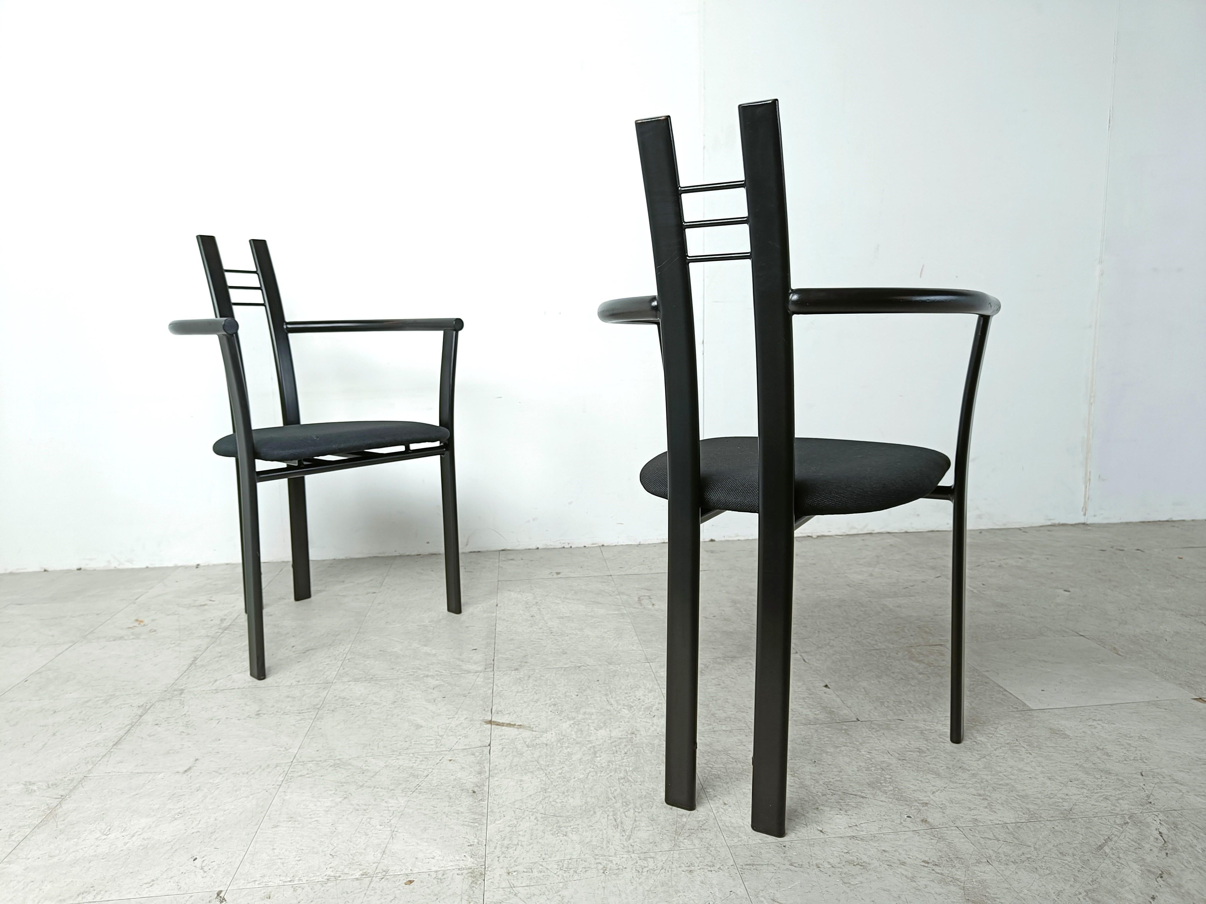 Postmodern Italian dining chairs with armrests, 1980s, Set of 10 For Sale 4