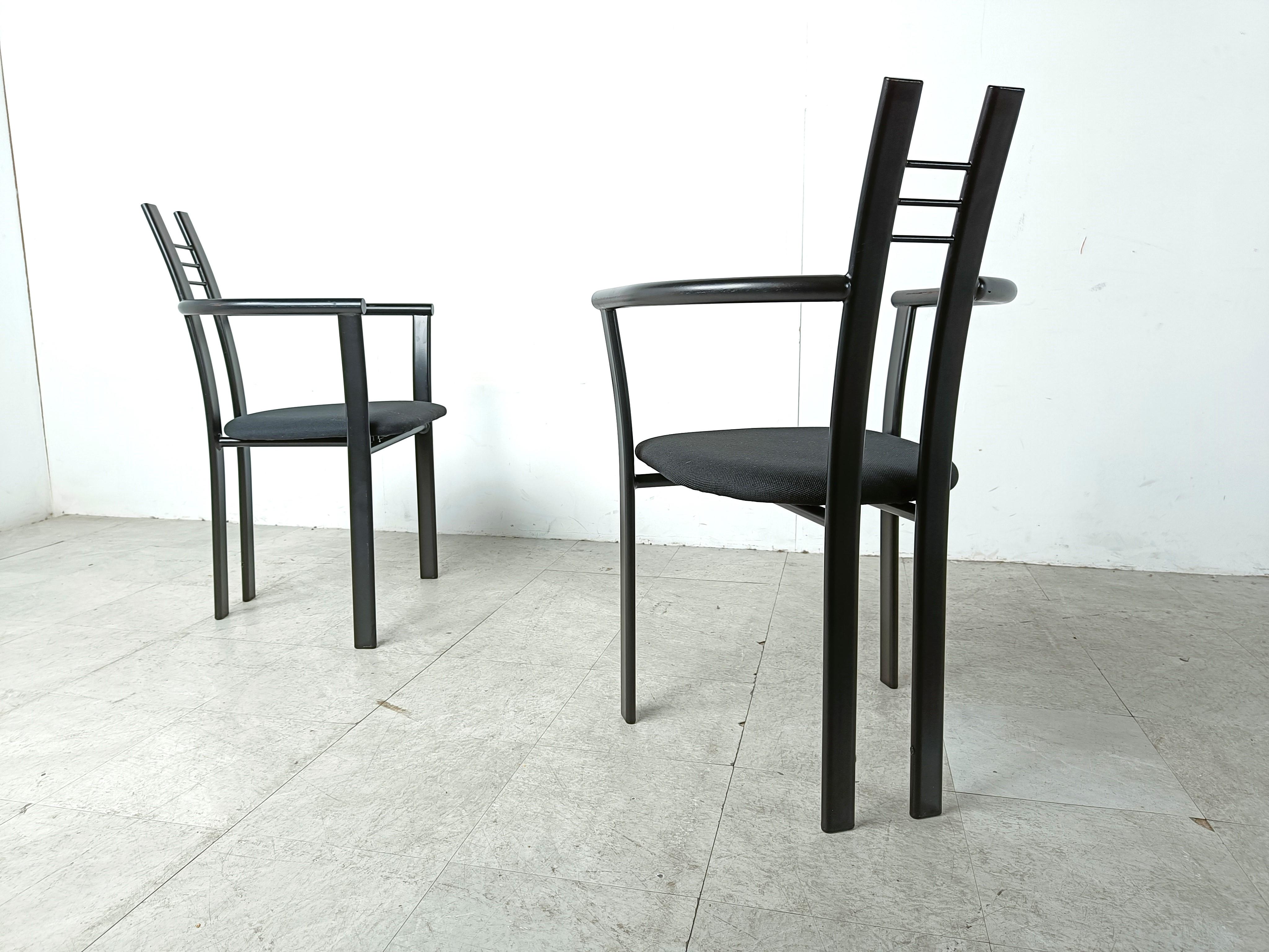 Postmodern Italian dining chairs with armrests, 1980s, Set of 10 For Sale 5