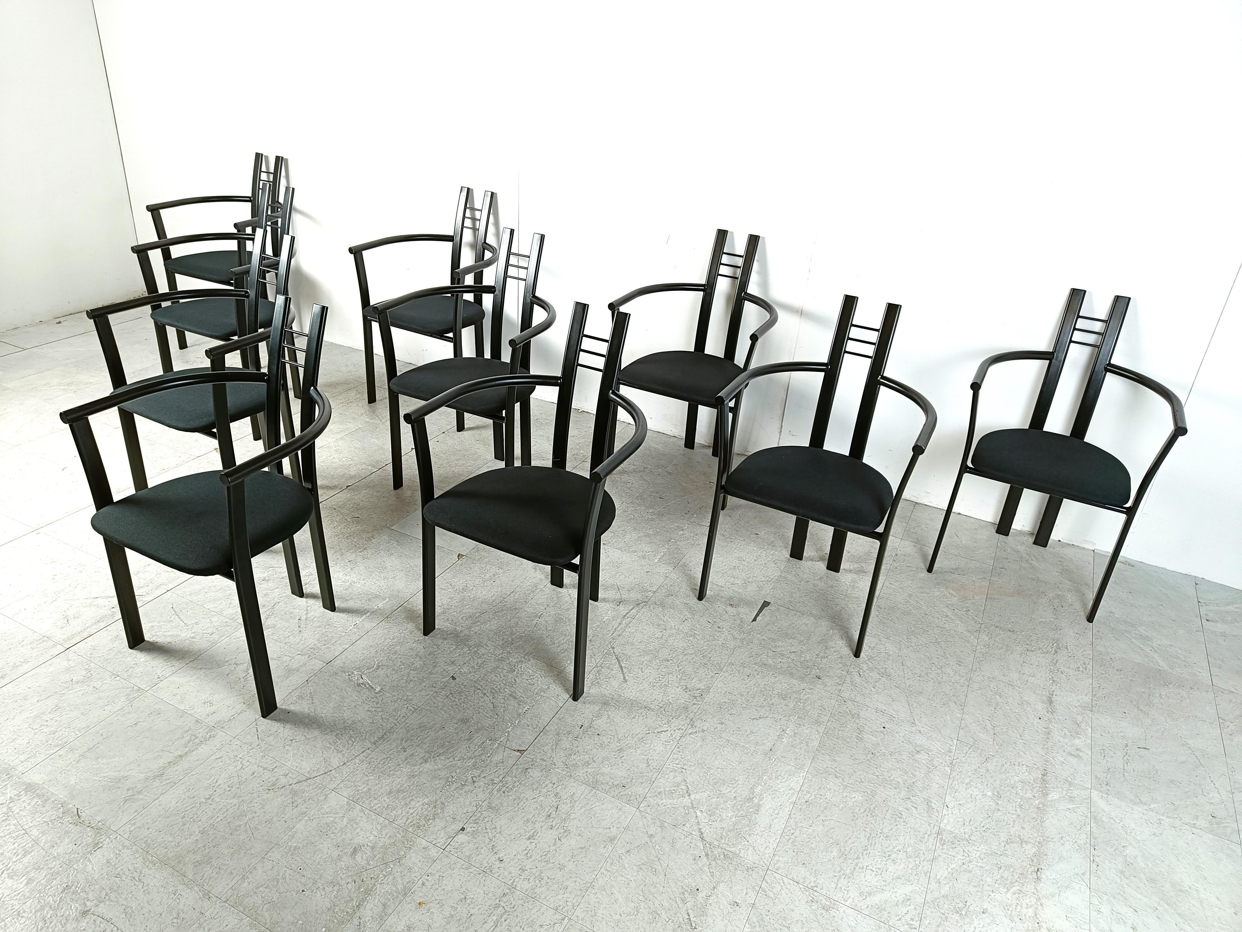 Postmodern Italian dining chairs with armrests, 1980s, Set of 10 For Sale 2