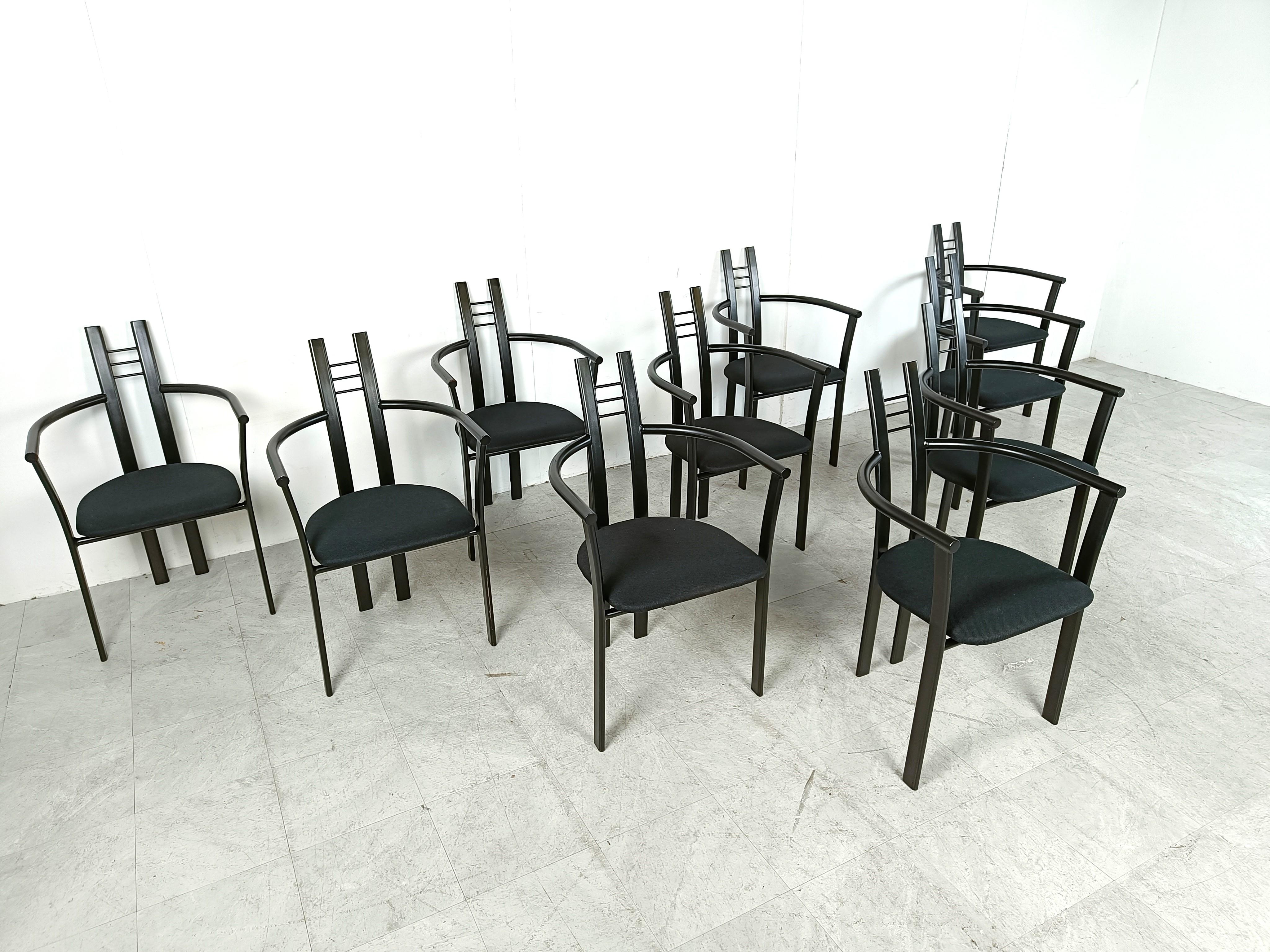 Postmodern Italian dining chairs with armrests, 1980s, Set of 10 For Sale 3