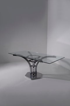 Postmodern Italian Dining table in stell and metal