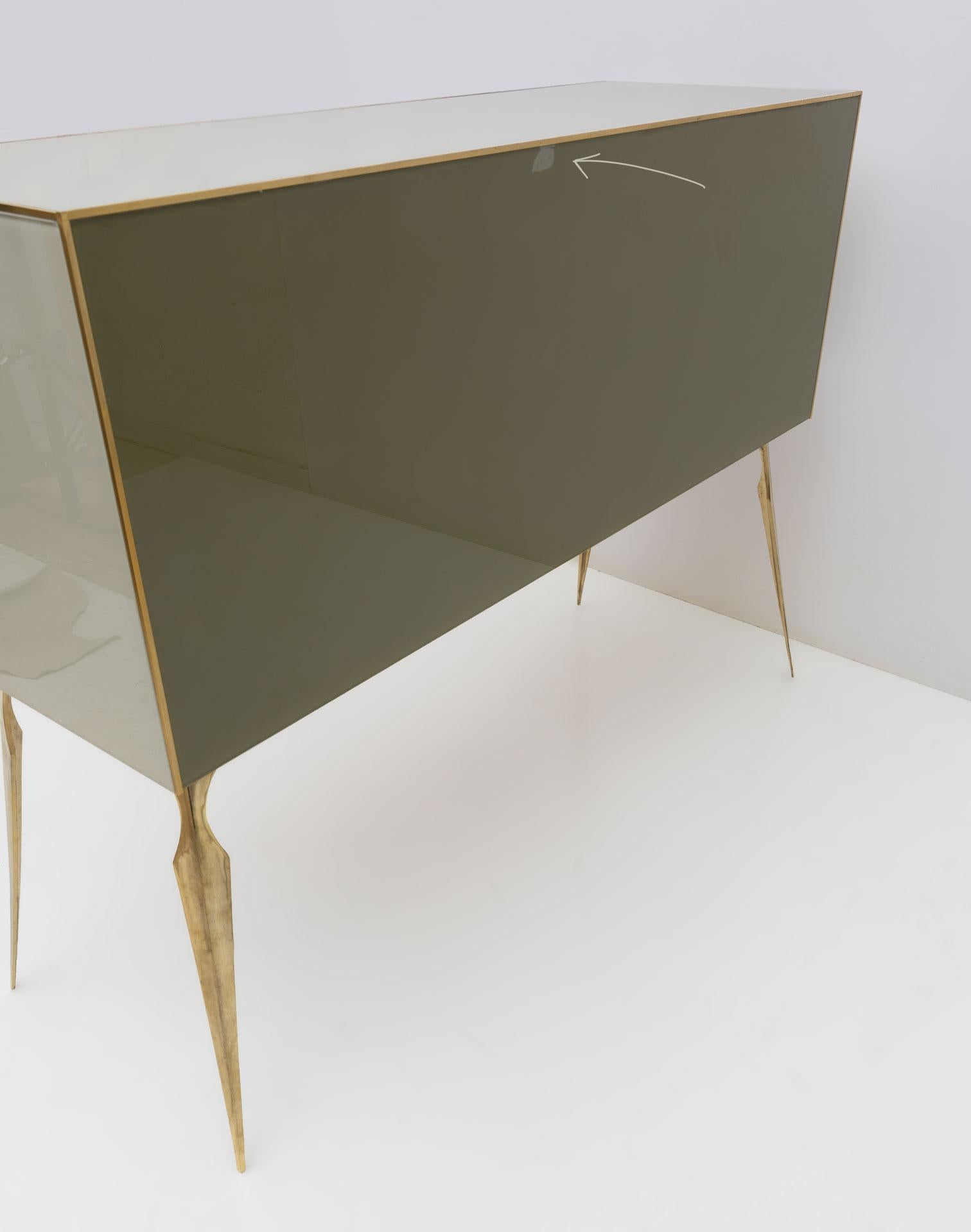 Postmodern Italian Dresser/Chest Colored Glass and Brass, 1980s For Sale 1